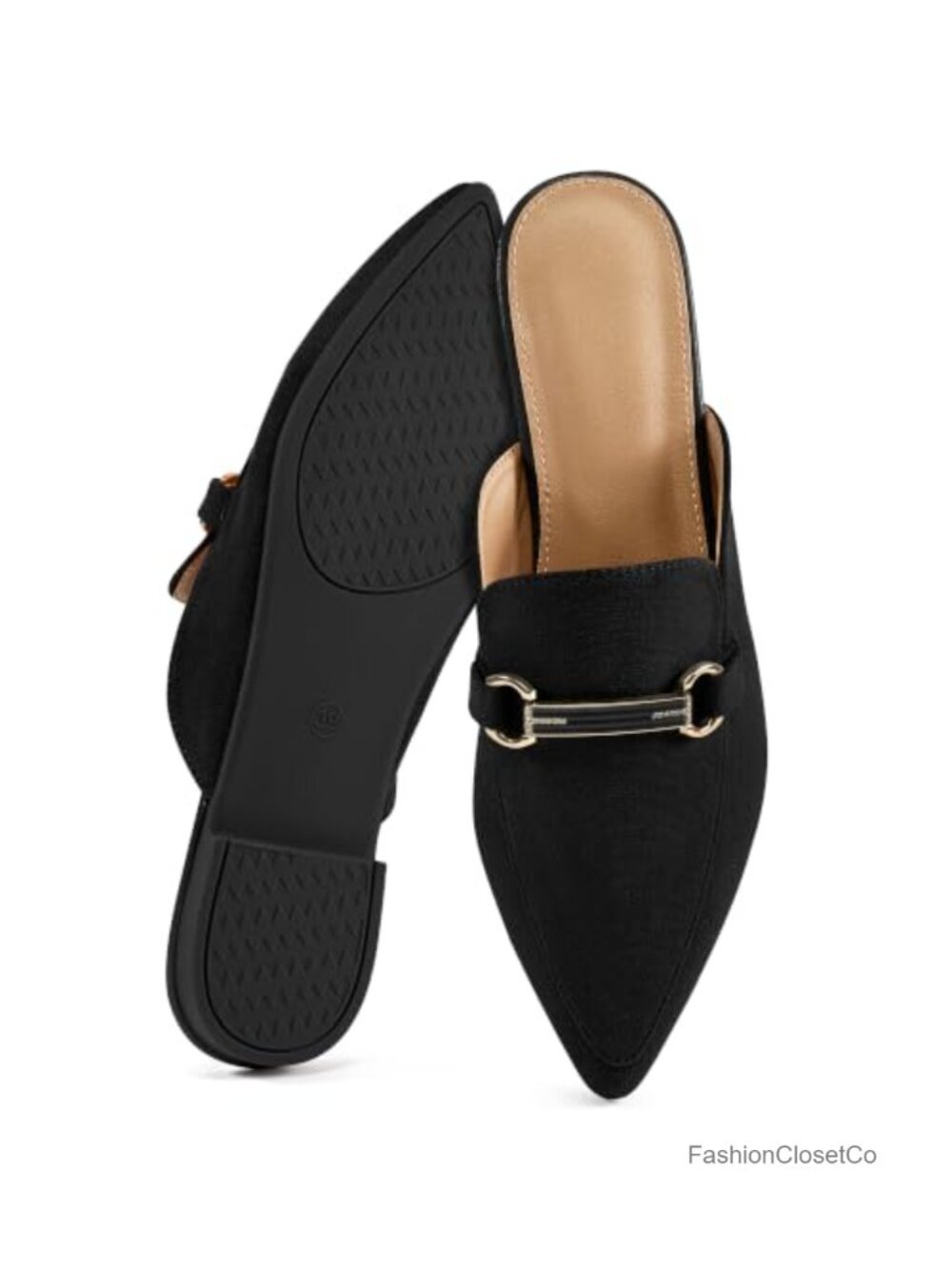 Faux Suede Mules Women Pointed Toe Slip On Office Shoes